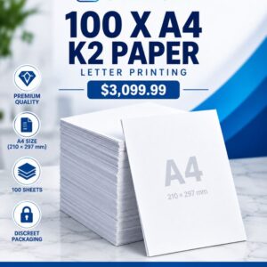 100 x A4 K2 Paper Letter Printing